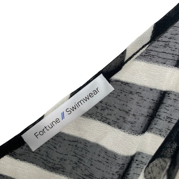 2/$30 FORTUNE Swimwear Cover Up Size S Annette Black White Stripe Handkerchief - Picture 5 of 7